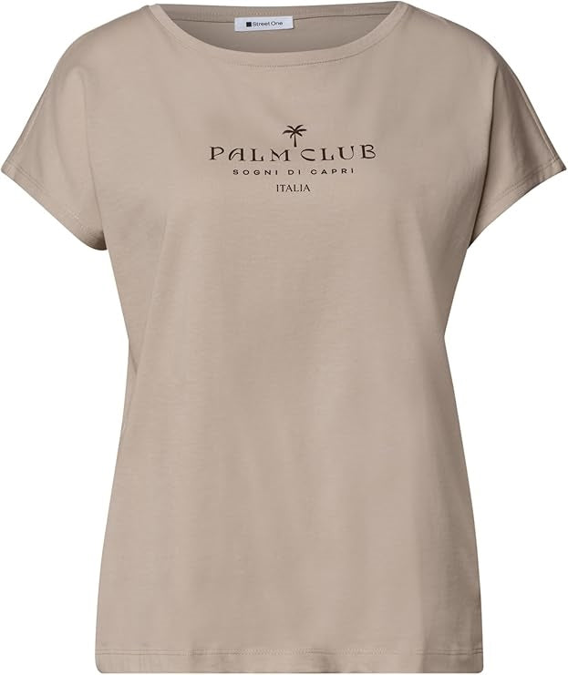 basic wording print shirt – Clay Sand 