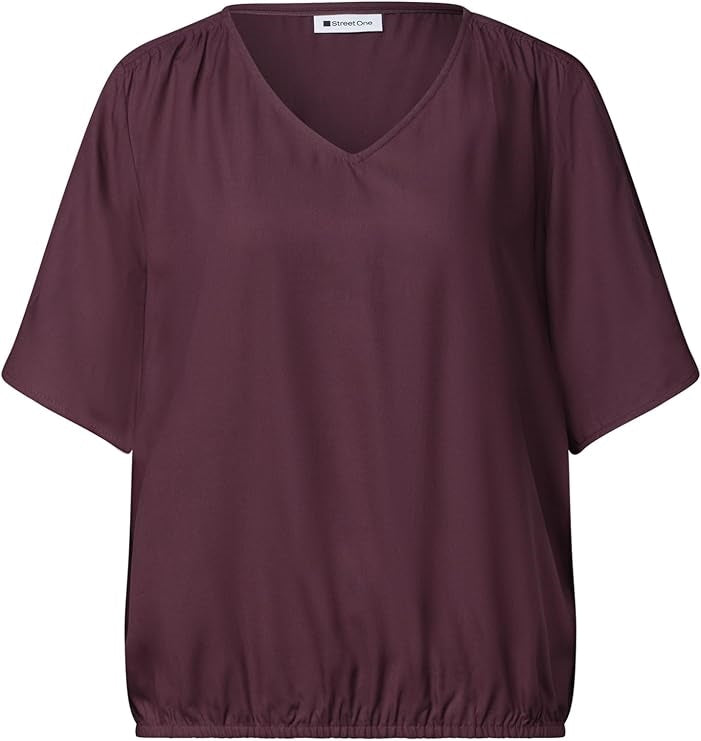 LTD QR V-neck Blouse w overlap – Rustic Rouge 