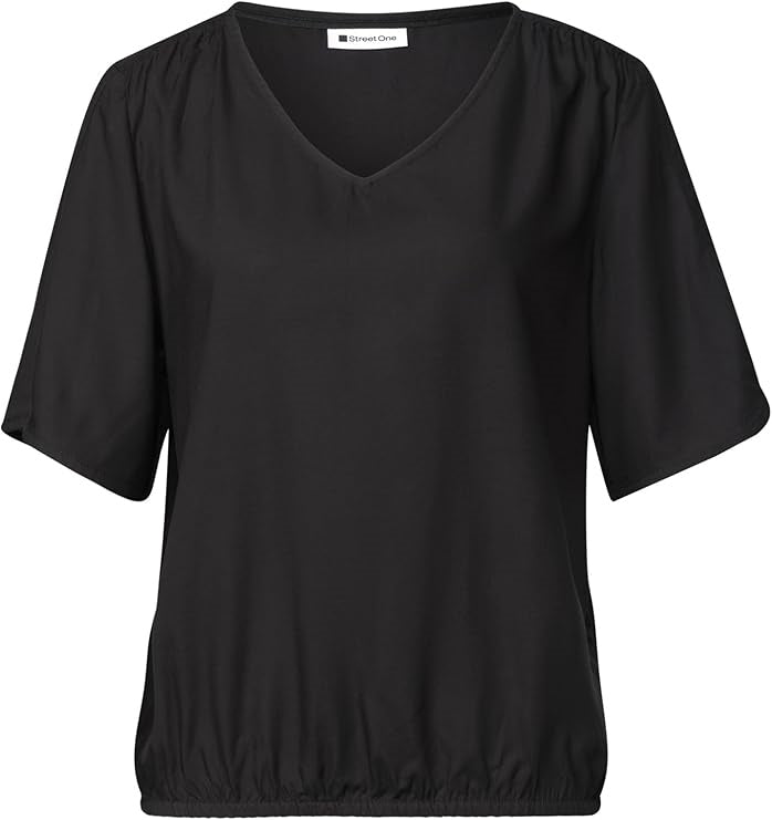 LTD QR V-neck Blouse w overlap – Black 