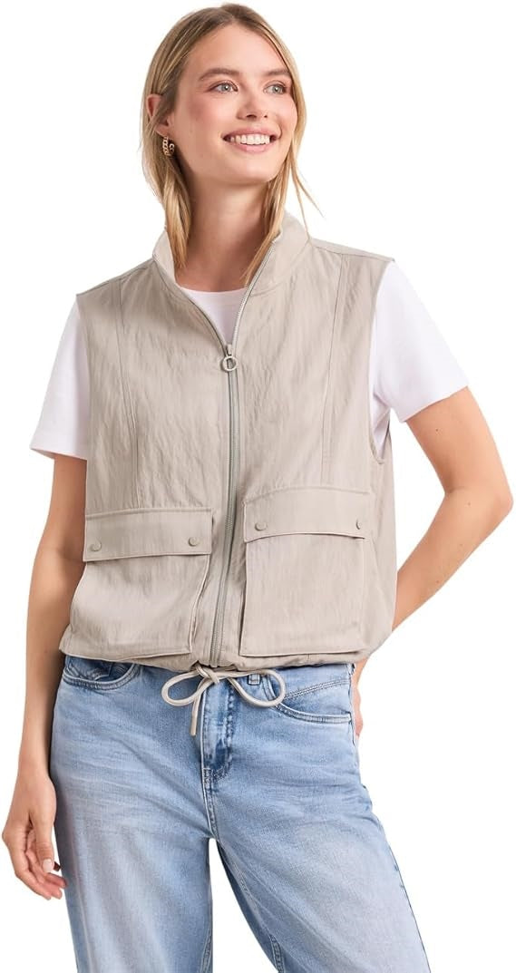 Short Vest w. Drawstring Detai – Clay Sand #farbe_clay-sand
