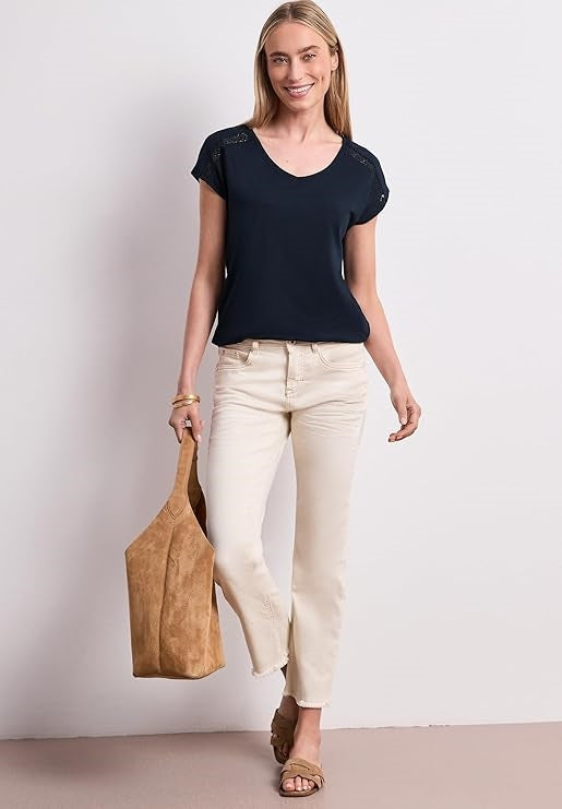EOS_Shirt w. Crochet insert – Deep Blue 