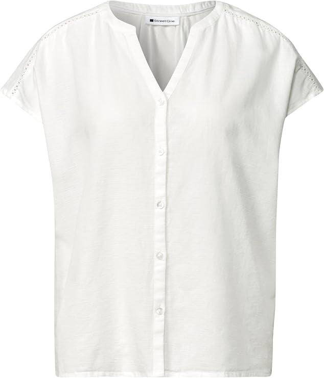 Buttoned splitneck blouse w ta
