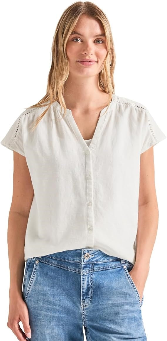 Buttoned splitneck blouse w ta – Allgemeines Produktbild 