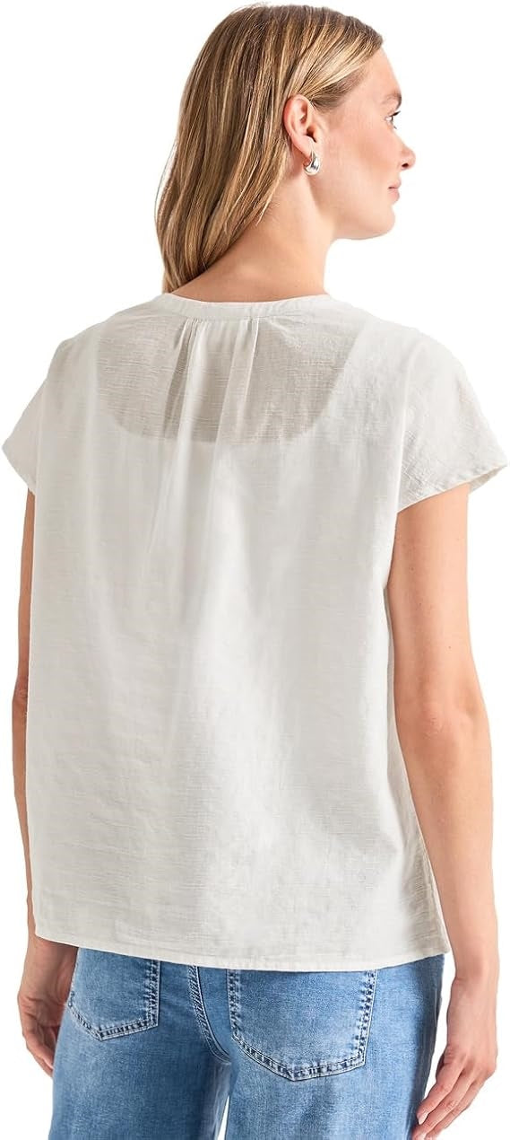 Buttoned splitneck blouse w ta – Off White 