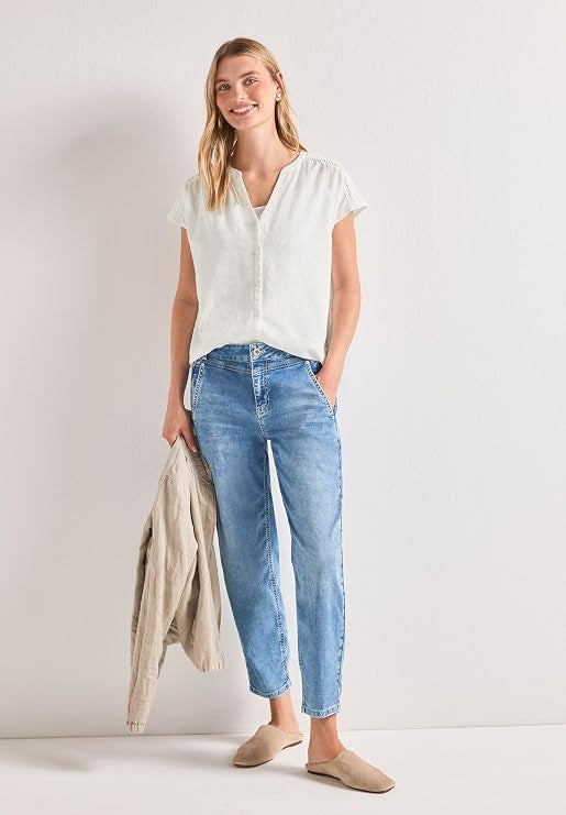 Buttoned splitneck blouse w ta – Off White 