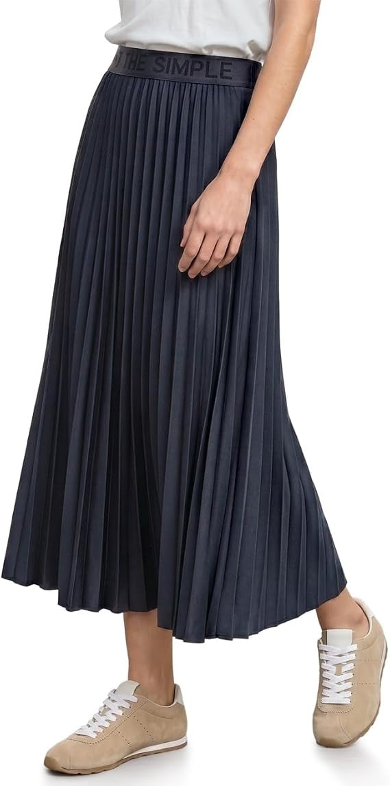 Midi skirt Plissee_solid – Darkest Blue 