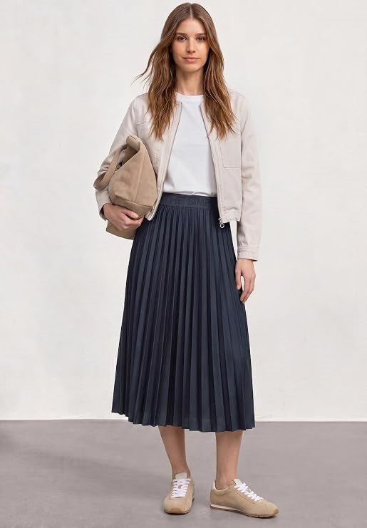 Midi skirt Plissee_solid – Darkest Blue 