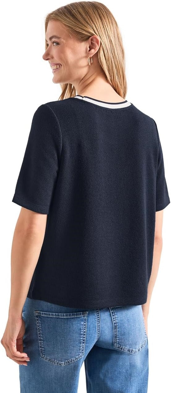 knit look shirt with rib colla