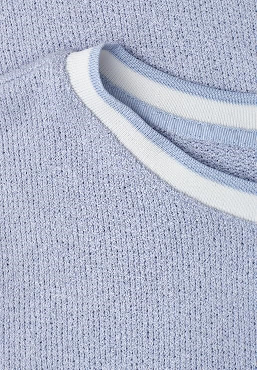 knit look shirt with rib colla – Whispery Blue 