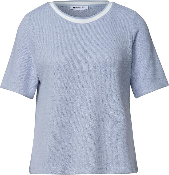 knit look shirt with rib colla – Whispery Blue 