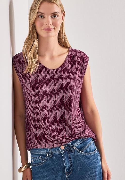 LTD QR printed top w.elastic h – Blush Berry 