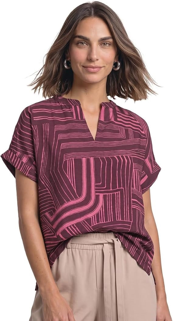 LTD QR printed mat-mix shirt w – Blush Berry 