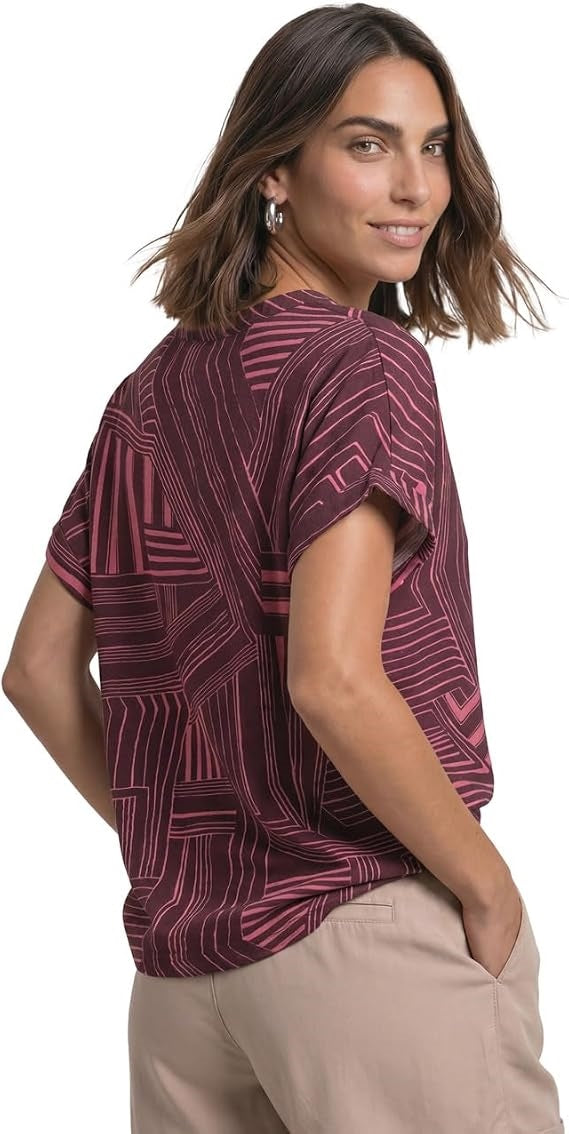 LTD QR printed mat-mix shirt w – Blush Berry 