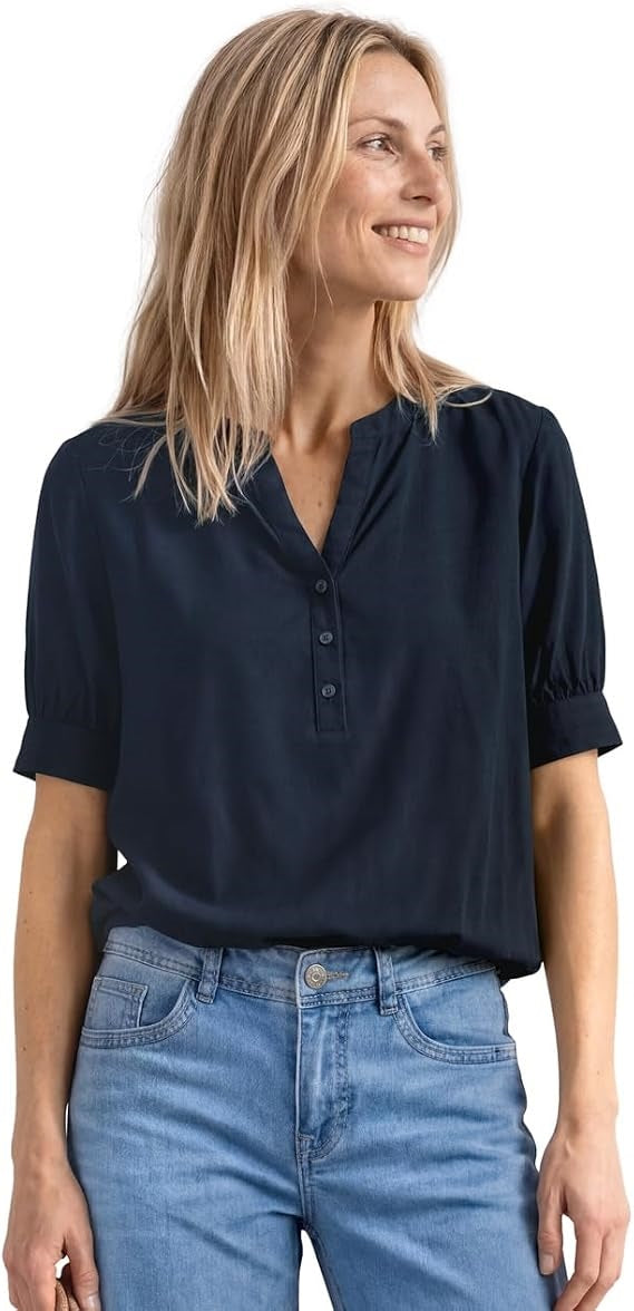 LTD QR Splitneck blouse w gath