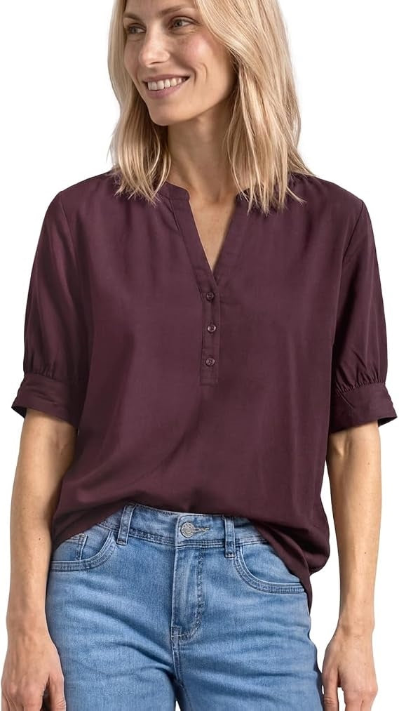LTD QR Splitneck blouse w gath – Rustic Rouge 