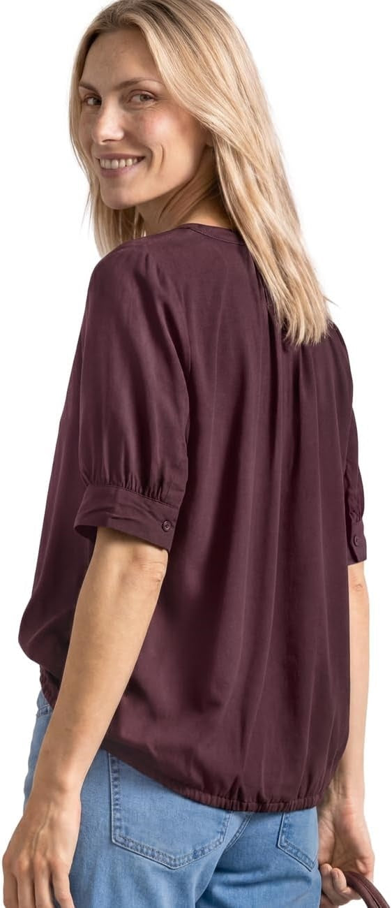 LTD QR Splitneck blouse w gath – Rustic Rouge 