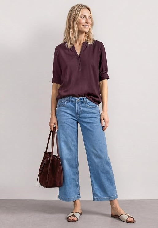 LTD QR Splitneck blouse w gath – Rustic Rouge 