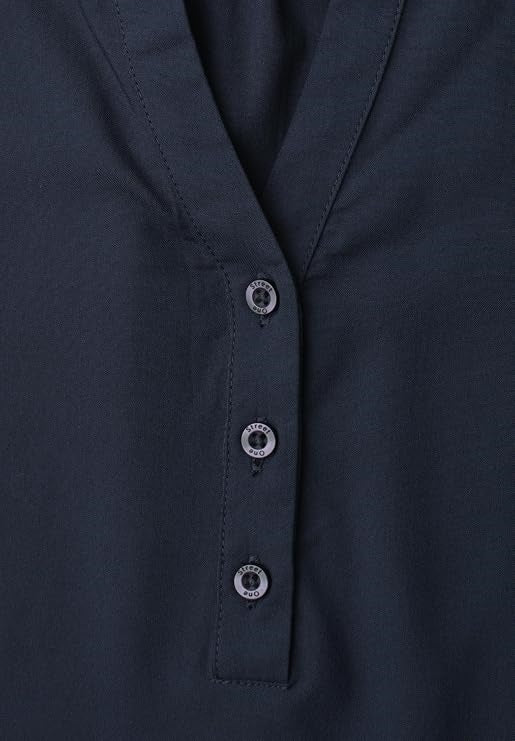 LTD QR Splitneck blouse w gath – Darkest Blue 
