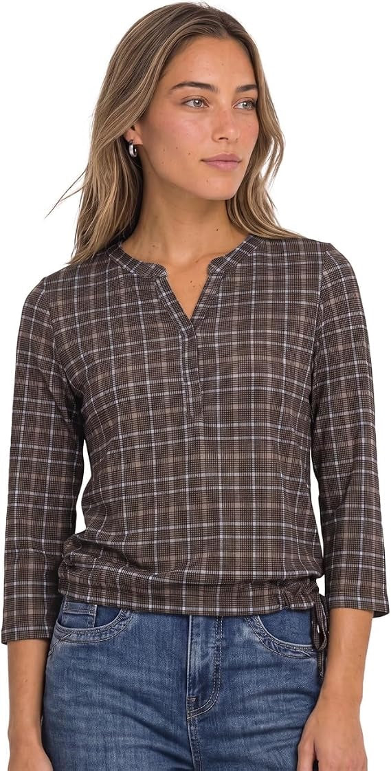 printed jersey shirt w.split n – Silk Brown 