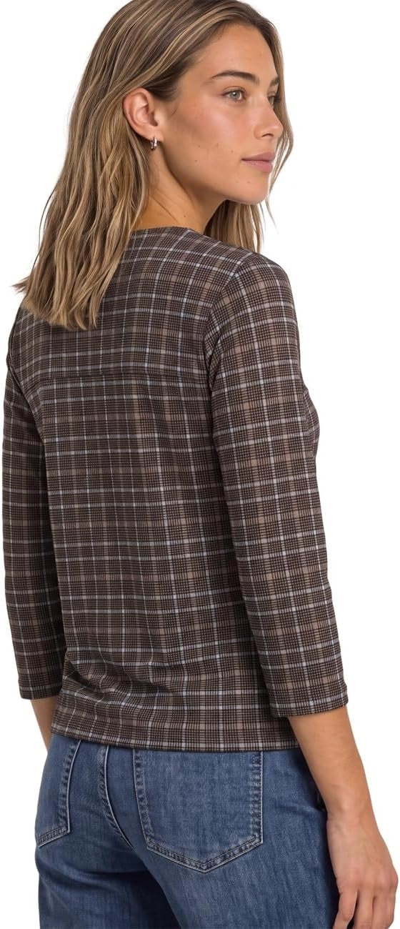 printed jersey shirt w.split n – Silk Brown 