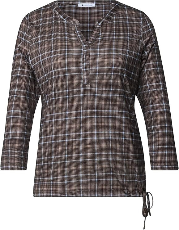 printed jersey shirt w.split n – Silk Brown 