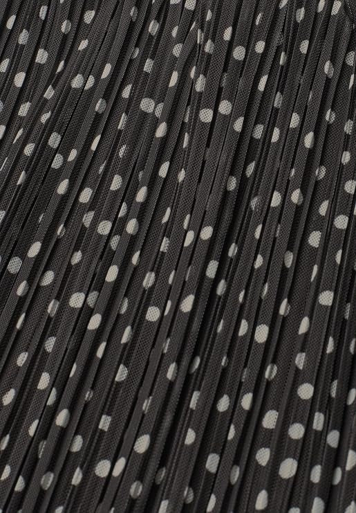 Mesh Plissee skirt_AOP – Black Coffee 