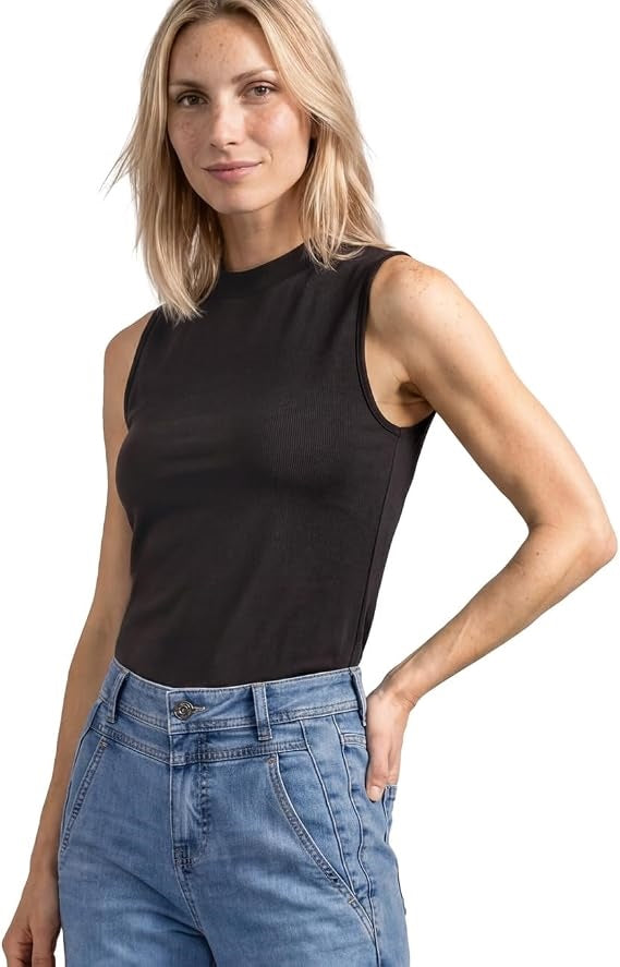 silk look rib turtle neck top