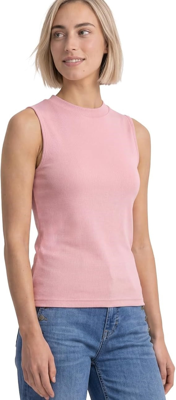 silk look rib turtle neck top – Vintage Blush 