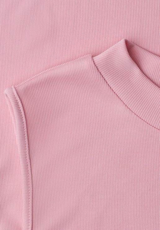 silk look rib turtle neck top – Vintage Blush 