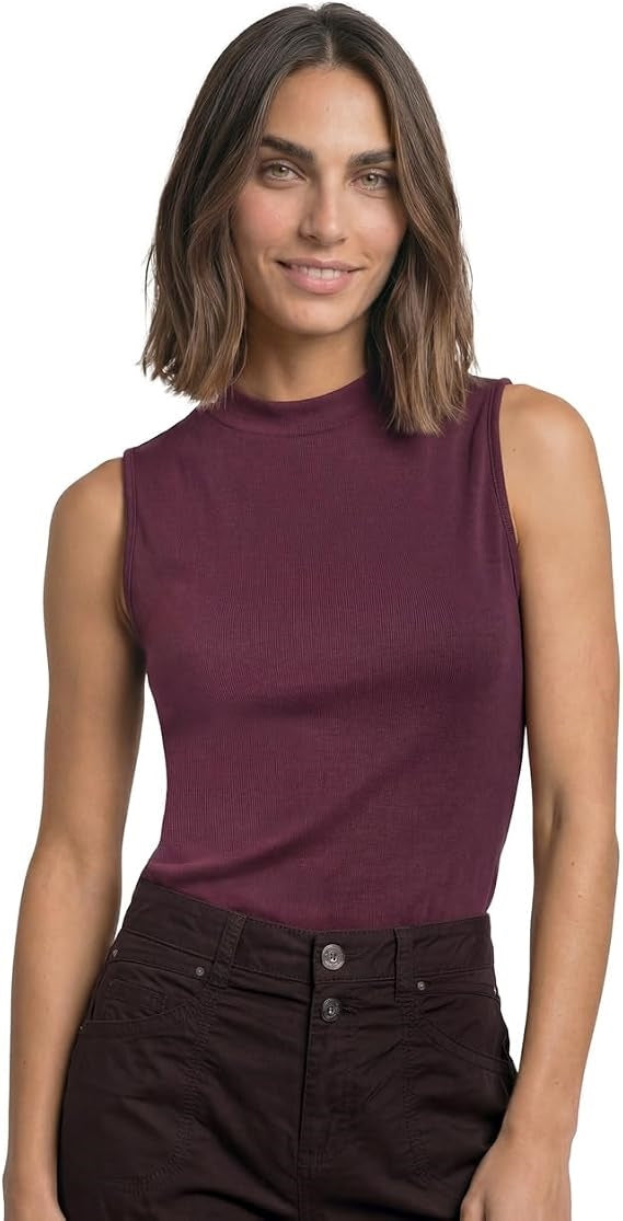 silk look rib turtle neck top – Rustic Rouge 