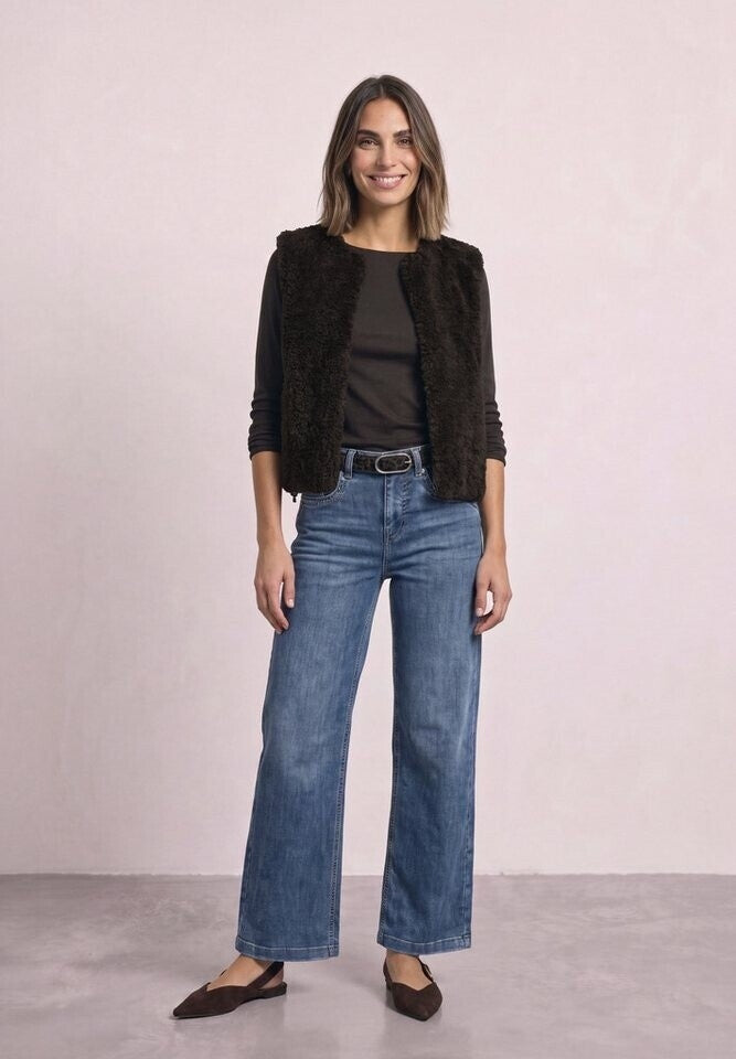 Short Fake Fur Vest – Black Coffee 