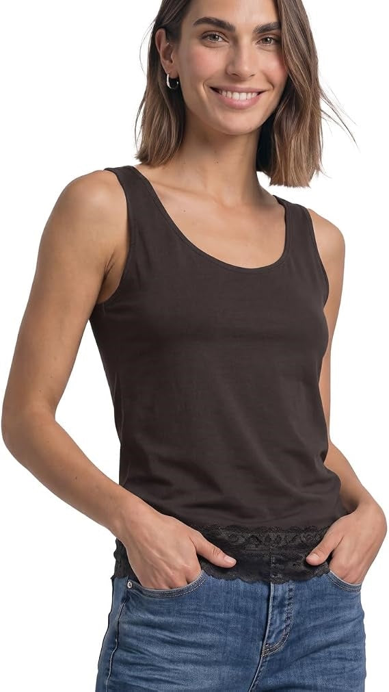 basic top w.lace cuff – Black Coffee 