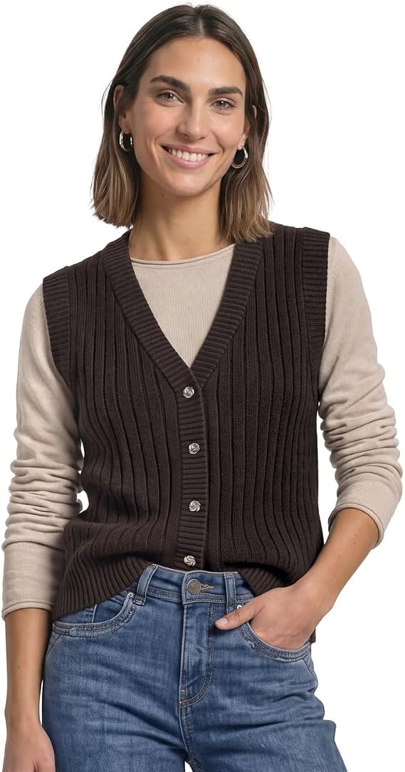 cosy sleeveless cardigan – Black Coffee 