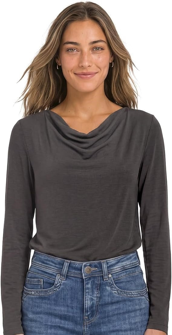 silk look waterfall shirt – Black Coffee 