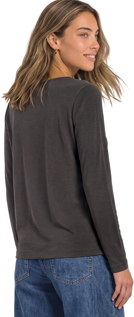 silk look waterfall shirt – Black Coffee 