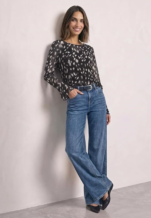 printed mesh shirt w.volant sl