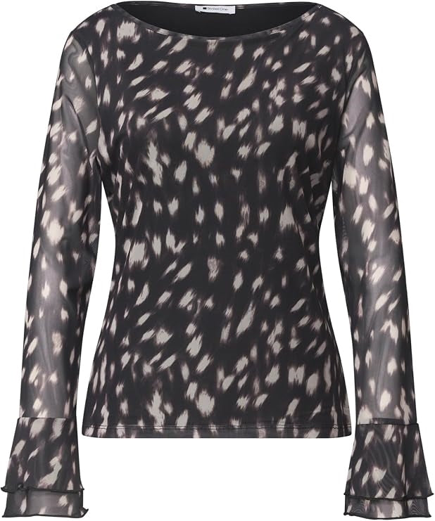 printed mesh shirt w.volant sl