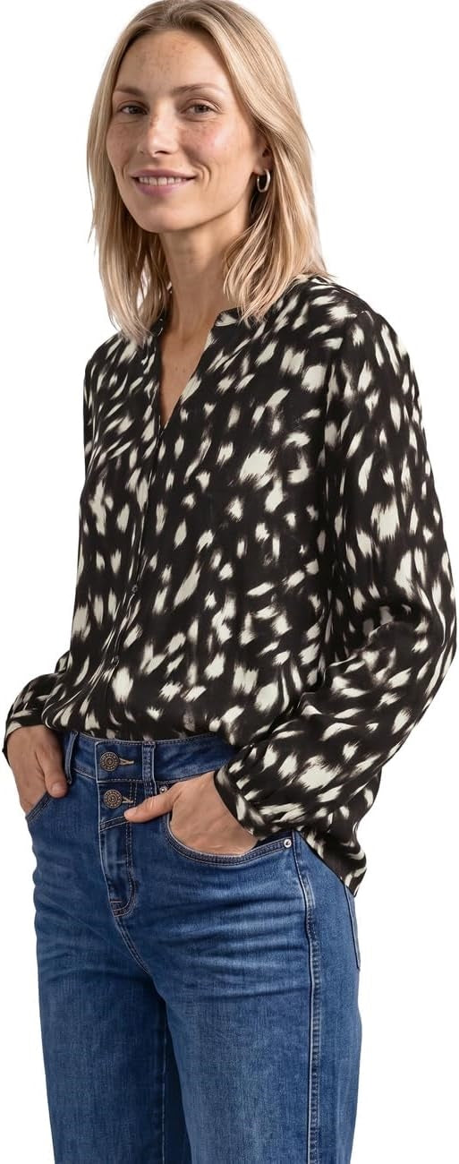 Splitneck blouse w button deta