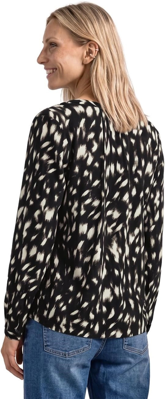 Splitneck blouse w button deta – Black 