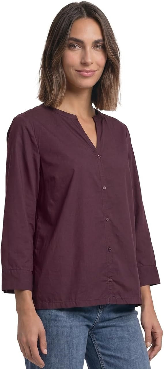 QR Splitneck blouse w button d – Rustic Rouge 