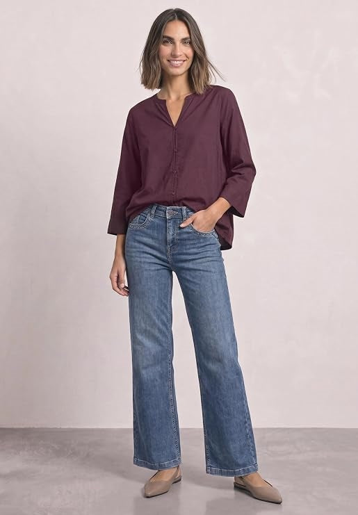QR Splitneck blouse w button d – Rustic Rouge 