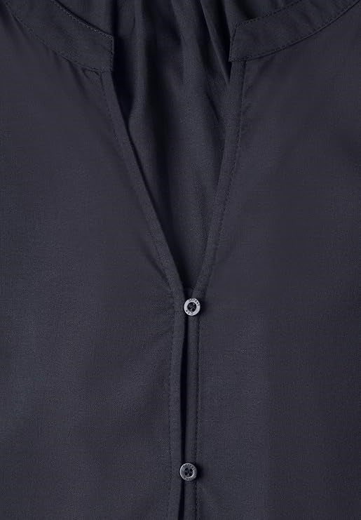 QR Splitneck blouse w button d – Indigo Night 