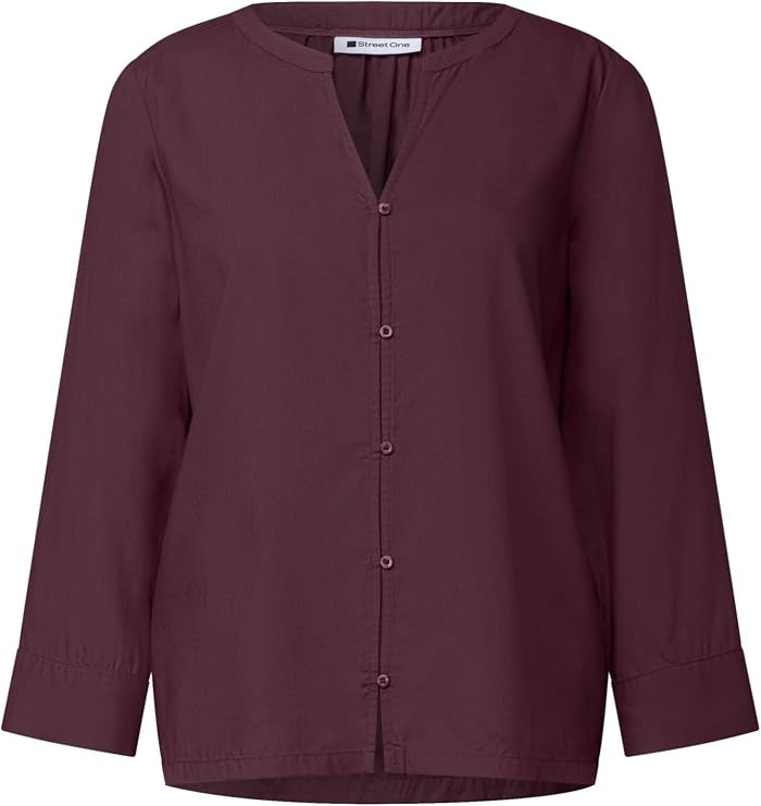 QR Splitneck blouse w button d – Rustic Rouge 