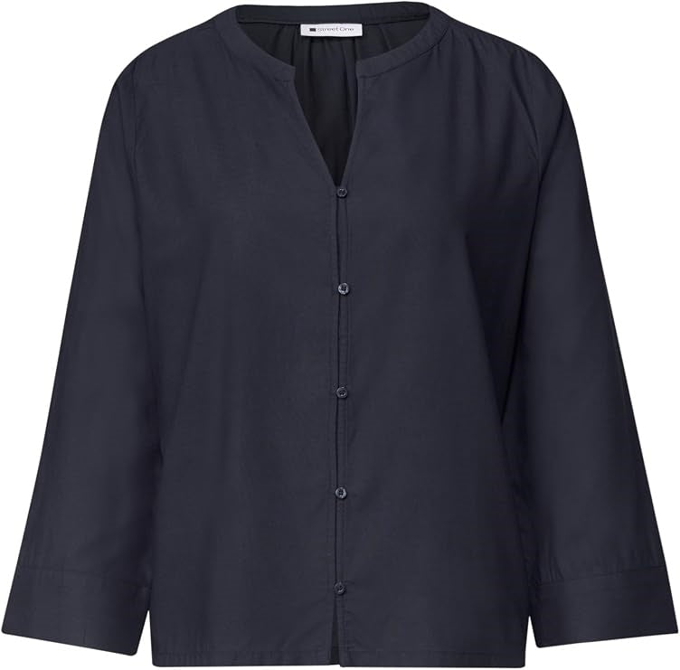 QR Splitneck blouse w button d – Indigo Night 