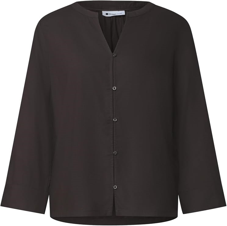 QR Splitneck blouse w button d – Black Coffee 
