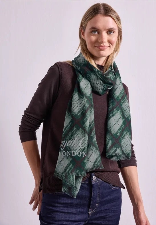 Printed Modal Check Longscarf – Stormy Green 