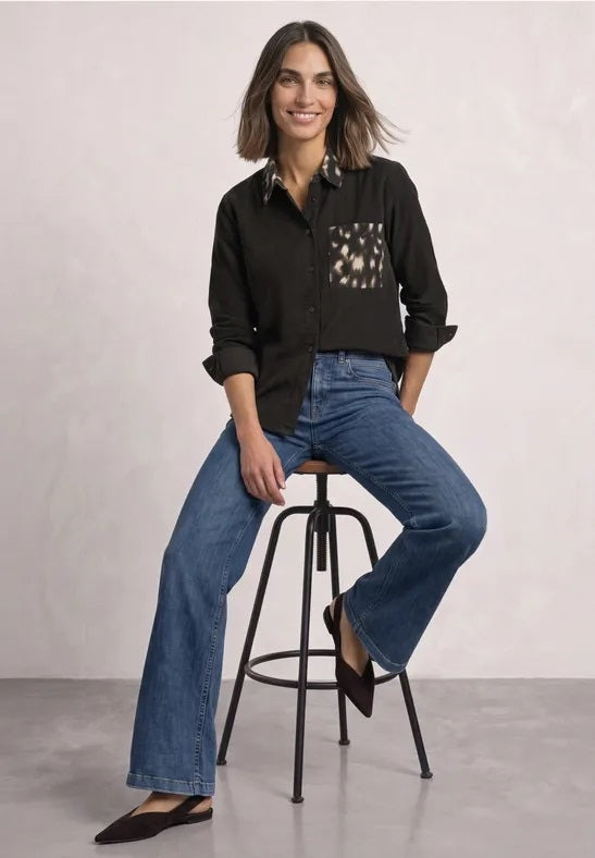 Corduroy blouse w printmix
