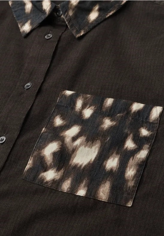Corduroy blouse w printmix – Black Coffee 
