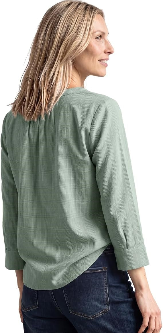 Corduroy splitneck blouse w em