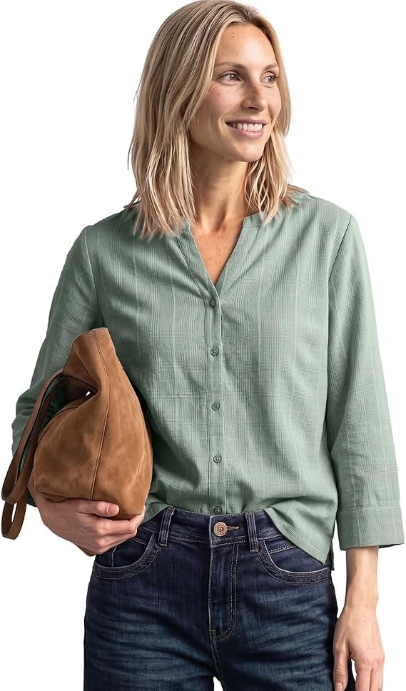 Corduroy splitneck blouse w em